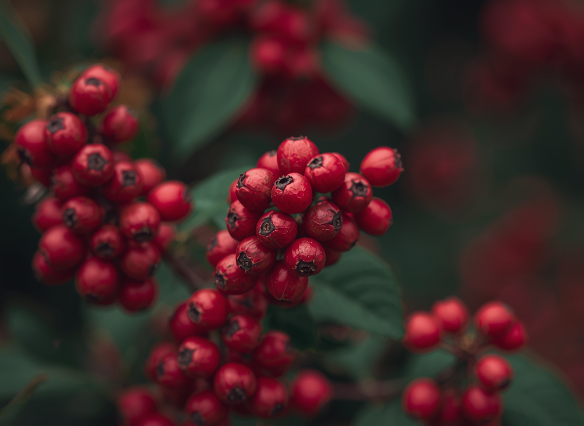 Røde bær som visuelt element på kontaktsiden