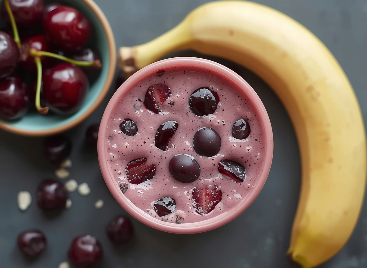 Illustreret smoothieglas i abrikos og rosa nuancer