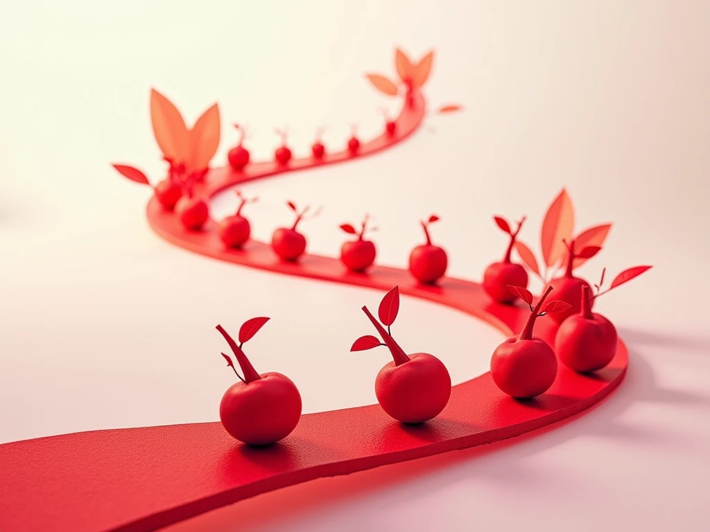 Abstrakt rød frugtsti som symbol på fremdrift